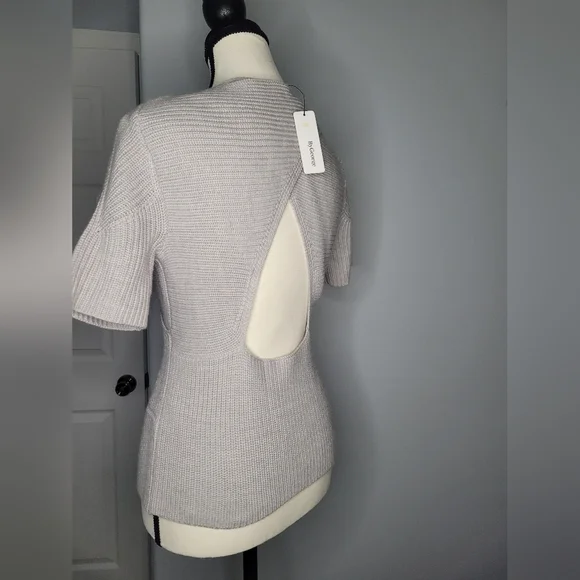 NWT Tome ByGeorge Merino Wool Short Sleeve Wrap Cutout Gray Womens Sweater Sz M